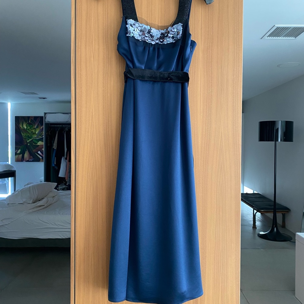 Vera Wang formal dress navy satin